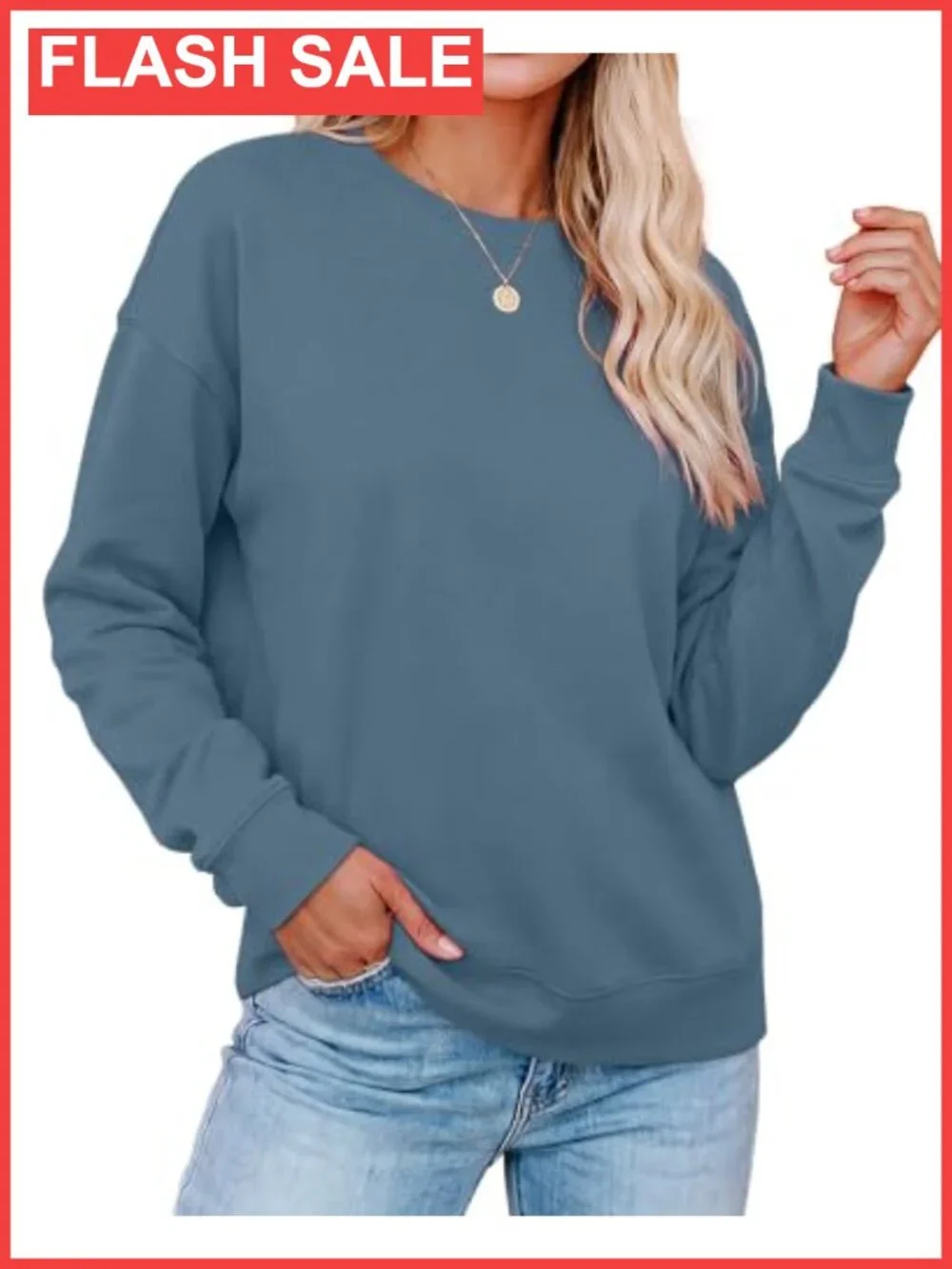 Womens Crew Neck Sweatshirt Polyester Spandex Pullover Long Sleeve Casual